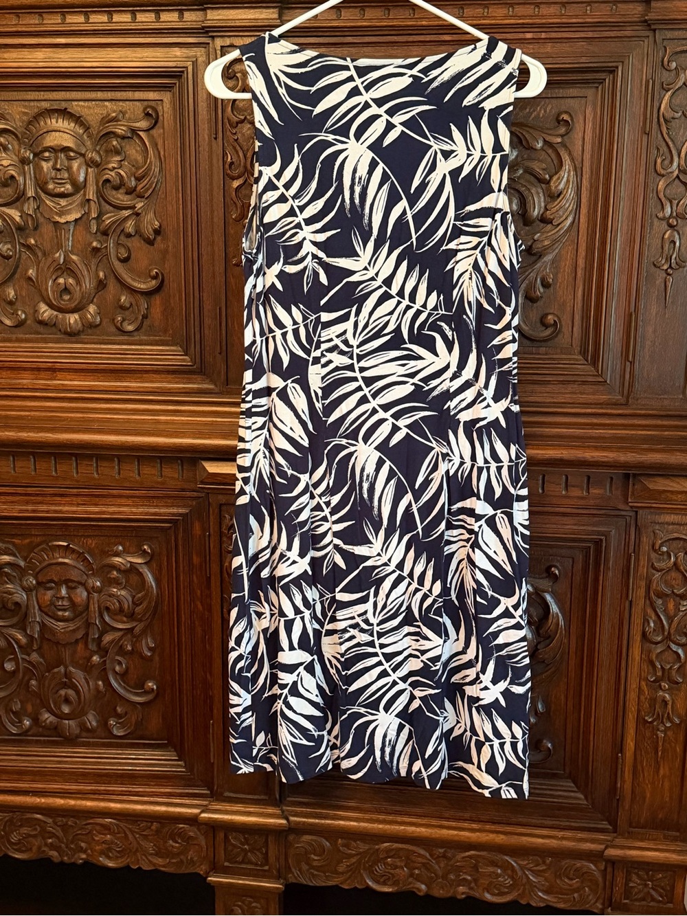 Tommy Bahama Navy and White Tropical Leaf Sleeveless Dress - Picture 2 of 7